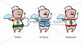 Chef of restaurant from India, Greece, Lebanon - vector illustration