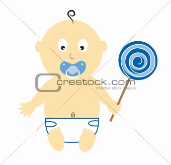 Baby Boy Holding Lollipop