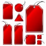 set of red tags
