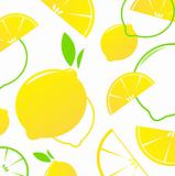 Lemon slices vector retro background or pattern - yellow & white