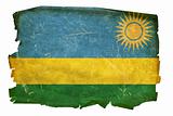 Rwandan flag old, isolated on white background