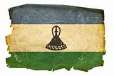 Lesotho flag old, isolated on white background