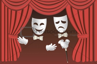 Theatre masks and curtains.