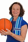Middle aged woman with basketball 