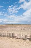 Dunes landscape with fence near Quiberon on Cote Sauvage