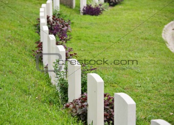 Rows of headstone at military memorial
