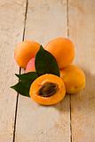Apricot on wooden table