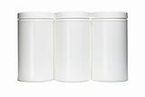 Three white plastic containers