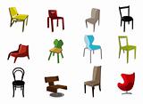 cartoon chair furniture icon set

