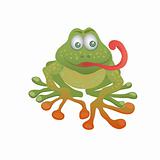 Cartoon frog on a white background.