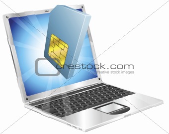 Phone SIM card icon laptop concept
