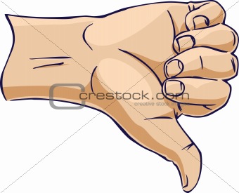 Hands showing thumb down from side