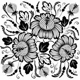 Black flowers on a white background