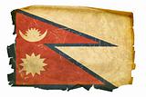 Nepal Flag old, isolated on white background