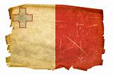 Maltese Flag old, isolated on white background