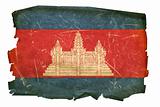Cambodia flag old, isolated on white background