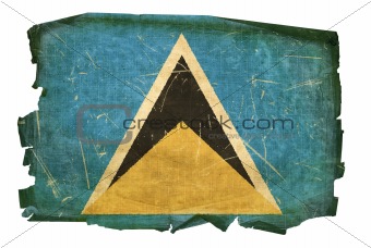 Saint Lucia flag old, isolated on white background