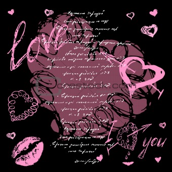 The valentine's day. Love heart. Hand-drawn print