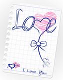 love drawing doodles card. Hand drawn hearts, love, kiss, lipstick, heart shape, shape, stamp