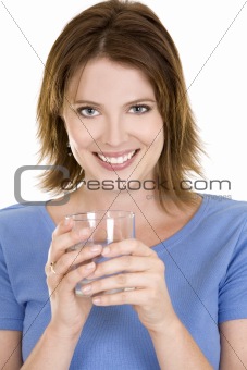 casual woman with water