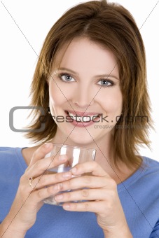 casual woman with water