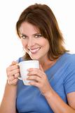 casual woman with coffee