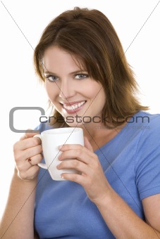 casual woman with coffee