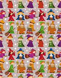 cartoon Wizard and Witch magic seamless pattern
