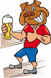 bulldog man with glass of beer