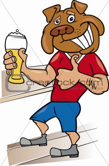 bulldog man with glass of beer