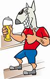 bullterrier man with glass of beer