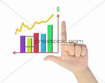 women hand and business graph