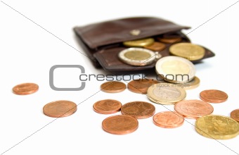 Euro coins and wallet