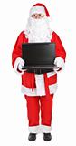 Santa claus shows laptop 