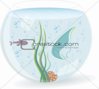 Fishbowl with fishes, vector illustration