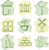 Contryside life and gardening (icons), vector illustration