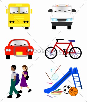 School Transportation Icons
