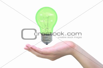 light bulb in women hand