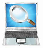 Magnifying glass search icon  laptop concept
