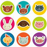 cartoon animal head stickers