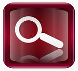magnifier icon dark red, isolated on white background