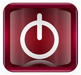 power button icon dark red, isolated on white background