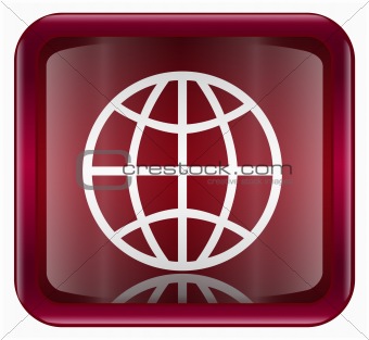 Globe icon dark red, isolated on white background