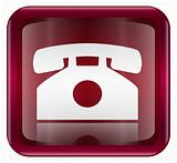Phone icon dark red, isolated on white background