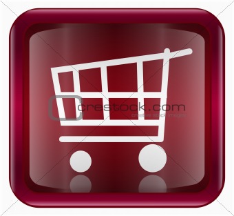 shopping cart icon dark red, isolated on white background
