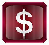 Dollar icon dark red, isolated on white background 