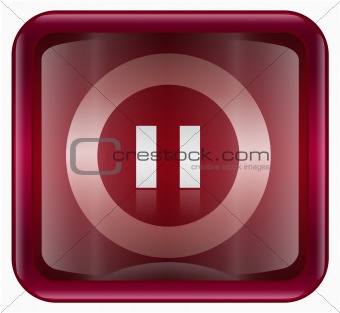 Pause icon dark red, isolated on white background