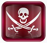 Pirate icon red, isolated on white background
