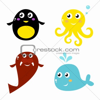 Cartoon vector animals collection - isolated on white
