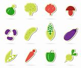 Vegetable food retro icons collection isolated on white
